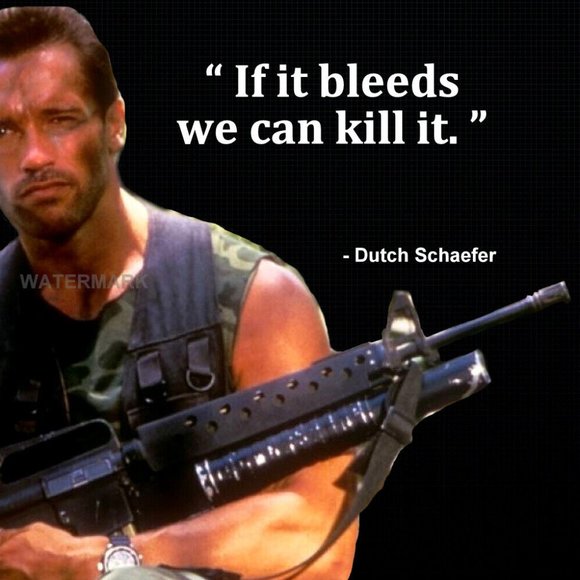 1987 PREDATOR MOVIE QUOTE IF IT BLEEDS WE CAN KILL IT PUBLICITY PHOTO 13x19 - Picture 1 of 3